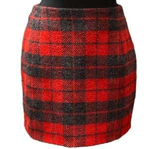 The Limited Red/Black Wool Blend Skirt